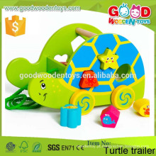 2016 Novos produtos Baby Early Learning Toys Tortoise Shape Wood Pulling Toy For Sale